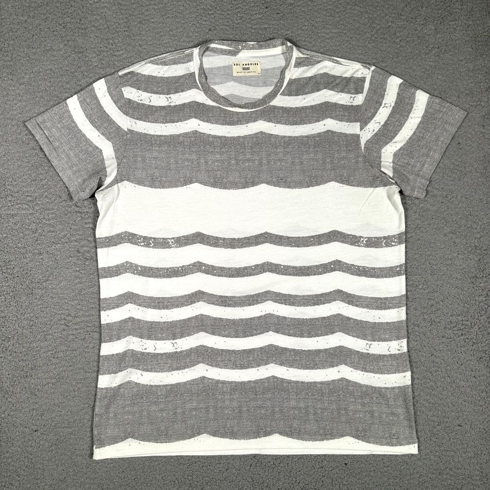 Sol Angeles Shirt Mens XL White Striped Casual Preppy Stretch‎ Adult Made in USA